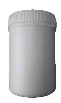 Envase blanco de químico para piscina de 1 kilo