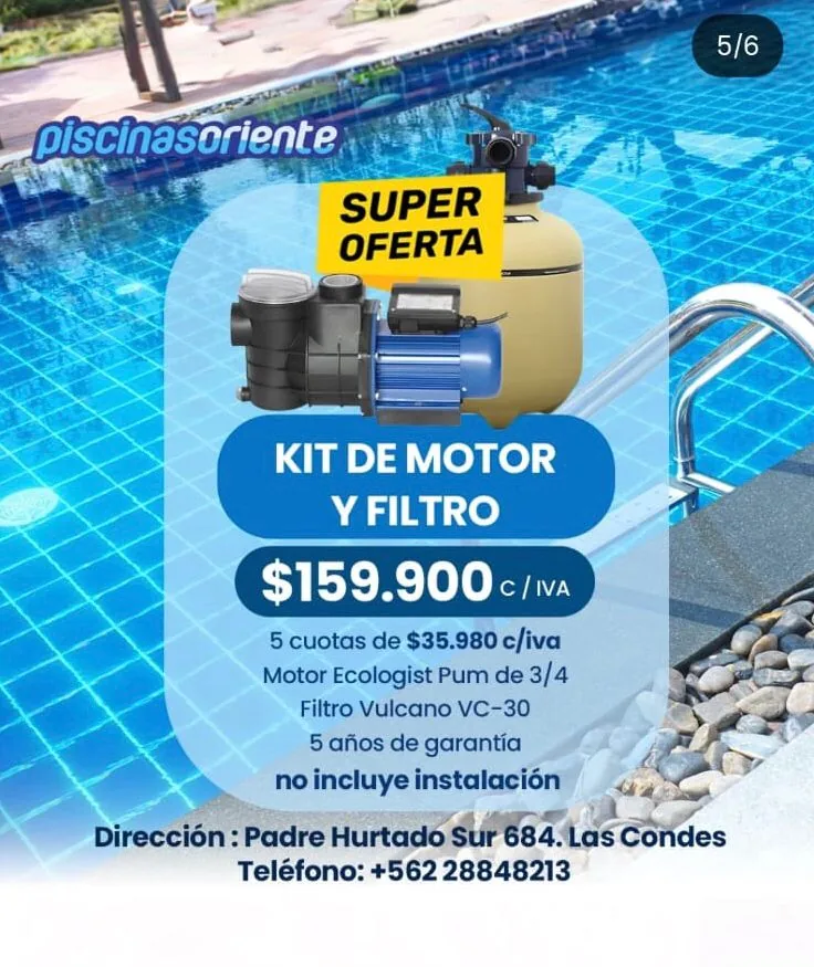 Oferta de kit con motor Ecologist Pump de tres cuartos HP y filtro Vulcano VC-30