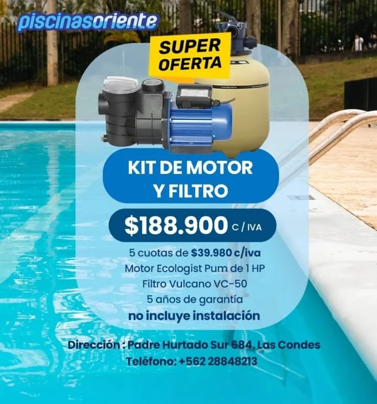 Oferta de kit con motor Ecologist Pump de 1 HP y filtro Vulcano VC-50